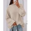 imagePRETTYGARDEN Womens 2026 Fall Oversized Sweaters Chunky Knit Mock Neck Long Sleeve Casual Trendy Pullover Winter ClothesLight Khaki