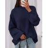 imagePRETTYGARDEN Womens 2026 Fall Oversized Sweaters Chunky Knit Mock Neck Long Sleeve Casual Trendy Pullover Winter ClothesNavy Blue