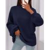 imagePRETTYGARDEN Womens 2026 Fall Oversized Sweaters Chunky Knit Mock Neck Long Sleeve Casual Trendy Pullover Winter ClothesNavy Blue