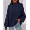 imagePRETTYGARDEN Womens 2026 Fall Oversized Sweaters Chunky Knit Mock Neck Long Sleeve Casual Trendy Pullover Winter ClothesNavy Blue