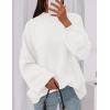 imagePRETTYGARDEN Womens 2026 Fall Oversized Sweaters Chunky Knit Mock Neck Long Sleeve Casual Trendy Pullover Winter ClothesWhite