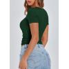 imagePRETTYGARDEN Womens 2026 Fall Summer Short Sleeve Tops Ribbed Henley Button Slim Fit Basic Casual T Shirts Blouse ClothingDark Green