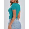 imagePRETTYGARDEN Womens 2026 Fall Summer Short Sleeve Tops Ribbed Henley Button Slim Fit Basic Casual T Shirts Blouse ClothingMalachite Green