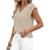imagePRETTYGARDEN Womens 2026 Lightweight Sweaters Vest Spring Trendy Cap Sleeve V Neck Knit Tank Tops Summer Going Out OutfitsApricot
