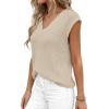 imagePRETTYGARDEN Womens 2026 Lightweight Sweaters Vest Spring Trendy Cap Sleeve V Neck Knit Tank Tops Summer Going Out OutfitsApricot