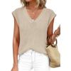 imagePRETTYGARDEN Womens 2026 Lightweight Sweaters Vest Spring Trendy Cap Sleeve V Neck Knit Tank Tops Summer Going Out OutfitsApricot