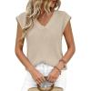 imagePRETTYGARDEN Womens 2026 Lightweight Sweaters Vest Spring Trendy Cap Sleeve V Neck Knit Tank Tops Summer Going Out OutfitsApricot