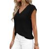 imagePRETTYGARDEN Womens 2026 Lightweight Sweaters Vest Spring Trendy Cap Sleeve V Neck Knit Tank Tops Summer Going Out OutfitsBlack