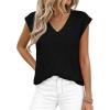 imagePRETTYGARDEN Womens 2026 Lightweight Sweaters Vest Spring Trendy Cap Sleeve V Neck Knit Tank Tops Summer Going Out OutfitsBlack