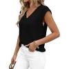 imagePRETTYGARDEN Womens 2026 Lightweight Sweaters Vest Spring Trendy Cap Sleeve V Neck Knit Tank Tops Summer Going Out OutfitsBlack