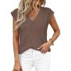 imagePRETTYGARDEN Womens 2026 Lightweight Sweaters Vest Spring Trendy Cap Sleeve V Neck Knit Tank Tops Summer Going Out OutfitsBrown