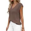 imagePRETTYGARDEN Womens 2026 Lightweight Sweaters Vest Spring Trendy Cap Sleeve V Neck Knit Tank Tops Summer Going Out OutfitsBrown