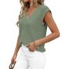 imagePRETTYGARDEN Womens 2026 Lightweight Sweaters Vest Spring Trendy Cap Sleeve V Neck Knit Tank Tops Summer Going Out OutfitsGreen