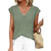 imagePRETTYGARDEN Womens 2026 Lightweight Sweaters Vest Spring Trendy Cap Sleeve V Neck Knit Tank Tops Summer Going Out OutfitsGreen