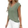 imagePRETTYGARDEN Womens 2026 Lightweight Sweaters Vest Spring Trendy Cap Sleeve V Neck Knit Tank Tops Summer Going Out OutfitsGreen