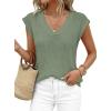 imagePRETTYGARDEN Womens 2026 Lightweight Sweaters Vest Spring Trendy Cap Sleeve V Neck Knit Tank Tops Summer Going Out OutfitsGreen