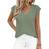 imagePRETTYGARDEN Womens 2026 Lightweight Sweaters Vest Spring Trendy Cap Sleeve V Neck Knit Tank Tops Summer Going Out OutfitsGreen