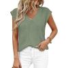 imagePRETTYGARDEN Womens 2026 Lightweight Sweaters Vest Spring Trendy Cap Sleeve V Neck Knit Tank Tops Summer Going Out OutfitsGreen
