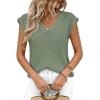 imagePRETTYGARDEN Womens 2026 Lightweight Sweaters Vest Spring Trendy Cap Sleeve V Neck Knit Tank Tops Summer Going Out OutfitsGreen