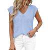 imagePRETTYGARDEN Womens 2026 Lightweight Sweaters Vest Spring Trendy Cap Sleeve V Neck Knit Tank Tops Summer Going Out OutfitsLight Blue