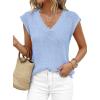 imagePRETTYGARDEN Womens 2026 Lightweight Sweaters Vest Spring Trendy Cap Sleeve V Neck Knit Tank Tops Summer Going Out OutfitsLight Blue