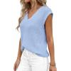 imagePRETTYGARDEN Womens 2026 Lightweight Sweaters Vest Spring Trendy Cap Sleeve V Neck Knit Tank Tops Summer Going Out OutfitsLight Blue