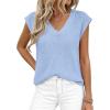 imagePRETTYGARDEN Womens 2026 Lightweight Sweaters Vest Spring Trendy Cap Sleeve V Neck Knit Tank Tops Summer Going Out OutfitsLight Blue