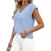 imagePRETTYGARDEN Womens 2026 Lightweight Sweaters Vest Spring Trendy Cap Sleeve V Neck Knit Tank Tops Summer Going Out OutfitsLight Blue