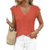 imagePRETTYGARDEN Womens 2026 Lightweight Sweaters Vest Spring Trendy Cap Sleeve V Neck Knit Tank Tops Summer Going Out OutfitsOrange