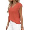 imagePRETTYGARDEN Womens 2026 Lightweight Sweaters Vest Spring Trendy Cap Sleeve V Neck Knit Tank Tops Summer Going Out OutfitsOrange