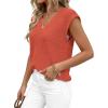 imagePRETTYGARDEN Womens 2026 Lightweight Sweaters Vest Spring Trendy Cap Sleeve V Neck Knit Tank Tops Summer Going Out OutfitsOrange