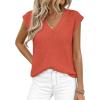 imagePRETTYGARDEN Womens 2026 Lightweight Sweaters Vest Spring Trendy Cap Sleeve V Neck Knit Tank Tops Summer Going Out OutfitsOrange