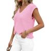 imagePRETTYGARDEN Womens 2026 Lightweight Sweaters Vest Spring Trendy Cap Sleeve V Neck Knit Tank Tops Summer Going Out OutfitsPink