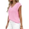imagePRETTYGARDEN Womens 2026 Lightweight Sweaters Vest Spring Trendy Cap Sleeve V Neck Knit Tank Tops Summer Going Out OutfitsPink