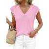 imagePRETTYGARDEN Womens 2026 Lightweight Sweaters Vest Spring Trendy Cap Sleeve V Neck Knit Tank Tops Summer Going Out OutfitsPink