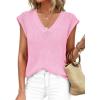 imagePRETTYGARDEN Womens 2026 Lightweight Sweaters Vest Spring Trendy Cap Sleeve V Neck Knit Tank Tops Summer Going Out OutfitsPink