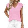 imagePRETTYGARDEN Womens 2026 Lightweight Sweaters Vest Spring Trendy Cap Sleeve V Neck Knit Tank Tops Summer Going Out OutfitsPink