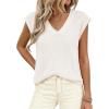 imagePRETTYGARDEN Womens 2026 Lightweight Sweaters Vest Spring Trendy Cap Sleeve V Neck Knit Tank Tops Summer Going Out OutfitsWhite