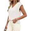 imagePRETTYGARDEN Womens 2026 Lightweight Sweaters Vest Spring Trendy Cap Sleeve V Neck Knit Tank Tops Summer Going Out OutfitsWhite