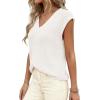 imagePRETTYGARDEN Womens 2026 Lightweight Sweaters Vest Spring Trendy Cap Sleeve V Neck Knit Tank Tops Summer Going Out OutfitsWhite