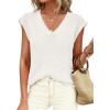 imagePRETTYGARDEN Womens 2026 Lightweight Sweaters Vest Spring Trendy Cap Sleeve V Neck Knit Tank Tops Summer Going Out OutfitsWhite