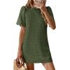 imagePRETTYGARDEN Womens 2026 Summer Casual Short Dresses Embroidered Lace Short Sleeve Boho Mini Dress Beach Vacation ClothesArmy Green