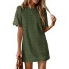 imagePRETTYGARDEN Womens 2026 Summer Casual Short Dresses Embroidered Lace Short Sleeve Boho Mini Dress Beach Vacation ClothesArmy Green