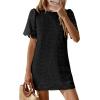 imagePRETTYGARDEN Womens 2026 Summer Casual Short Dresses Embroidered Lace Short Sleeve Boho Mini Dress Beach Vacation ClothesBlack