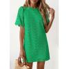 imagePRETTYGARDEN Womens 2026 Summer Casual Short Dresses Embroidered Lace Short Sleeve Boho Mini Dress Beach Vacation ClothesGreen