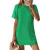 imagePRETTYGARDEN Womens 2026 Summer Casual Short Dresses Embroidered Lace Short Sleeve Boho Mini Dress Beach Vacation ClothesGreen