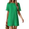 imagePRETTYGARDEN Womens 2026 Summer Casual Short Dresses Embroidered Lace Short Sleeve Boho Mini Dress Beach Vacation ClothesGreen
