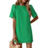 imagePRETTYGARDEN Womens 2026 Summer Casual Short Dresses Embroidered Lace Short Sleeve Boho Mini Dress Beach Vacation ClothesGreen