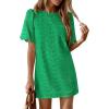 imagePRETTYGARDEN Womens 2026 Summer Casual Short Dresses Embroidered Lace Short Sleeve Boho Mini Dress Beach Vacation ClothesGreen