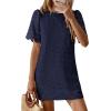 imagePRETTYGARDEN Womens 2026 Summer Casual Short Dresses Embroidered Lace Short Sleeve Boho Mini Dress Beach Vacation ClothesNavy Blue